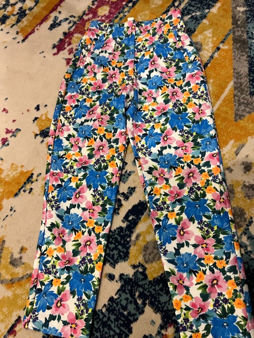 Zara Floral High Waist Trousers Size Small